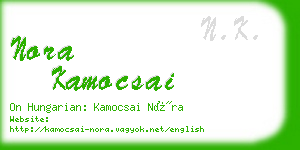 nora kamocsai business card